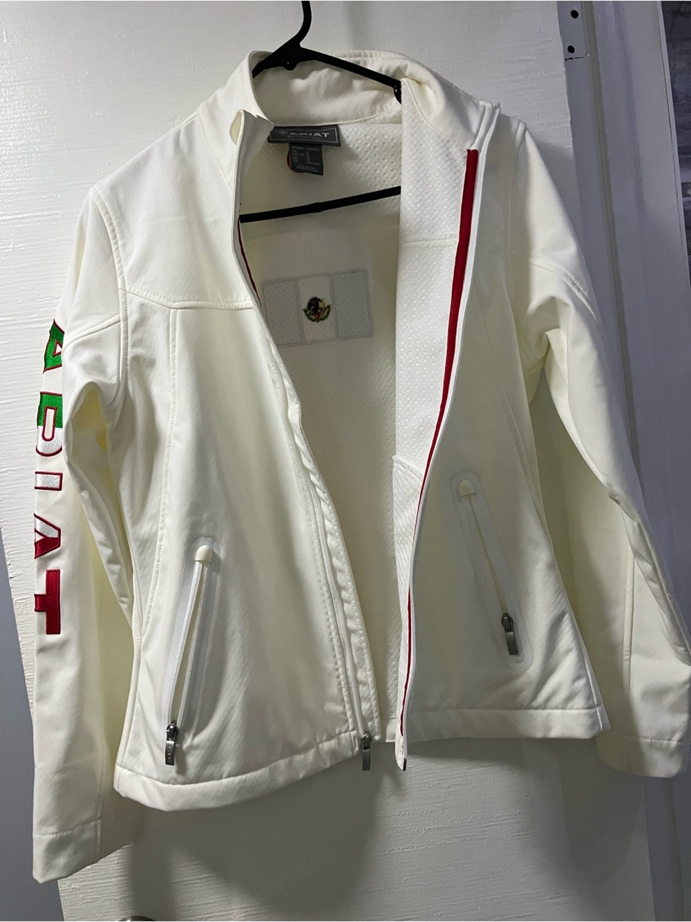 Ariat Cream Softshell Jacket with Red Trim